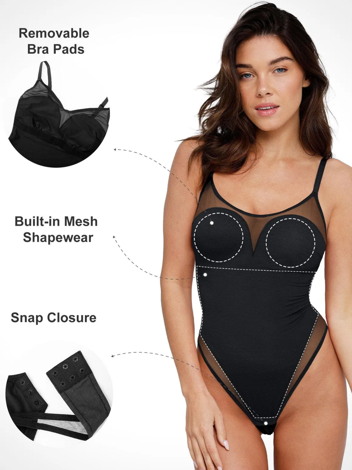 Shapewear Slimming Illusion Mesh Camisole Bodysuit