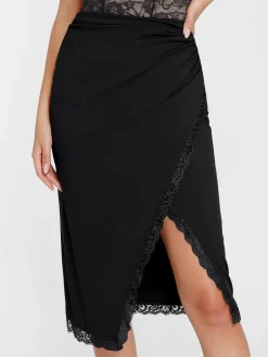 Shapewear Slimming Lace Trim Midi Wrap Skirt