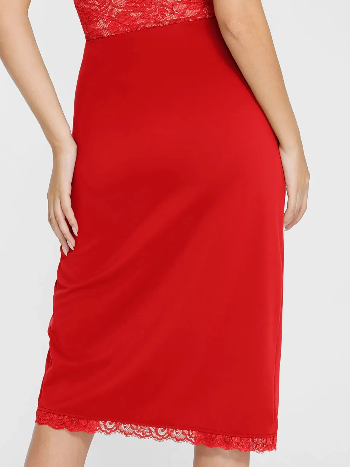 Shapewear Slimming Lace Trim Midi Wrap Skirt