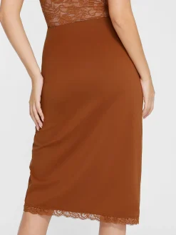Shapewear Slimming Lace Trim Midi Wrap Skirt