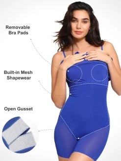 Shapewear Slimming Midi Dress and Sheer Mesh Overlay Set
