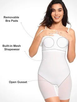 Shapewear Slimming Midi Dress and Sheer Mesh Overlay Set