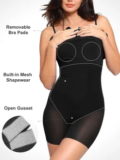 Shapewear Slimming Midi Dress and Sheer Mesh Overlay Set