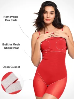 Shapewear Slimming Midi Dress and Sheer Mesh Overlay Set