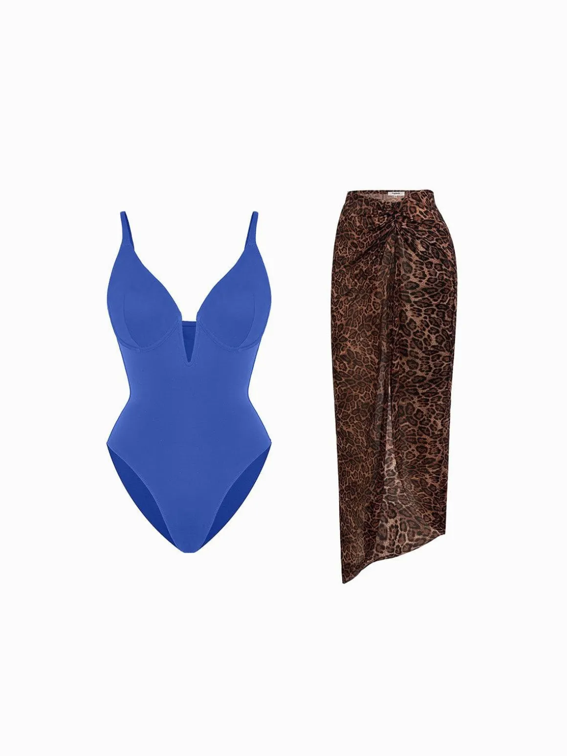 Shapewear Slimming One-Piece Swimsuit Mesh Coverup Set