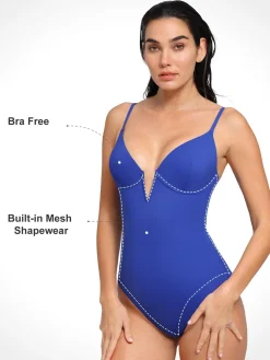 Shapewear Slimming One-Piece Swimsuit Mesh Coverup Set