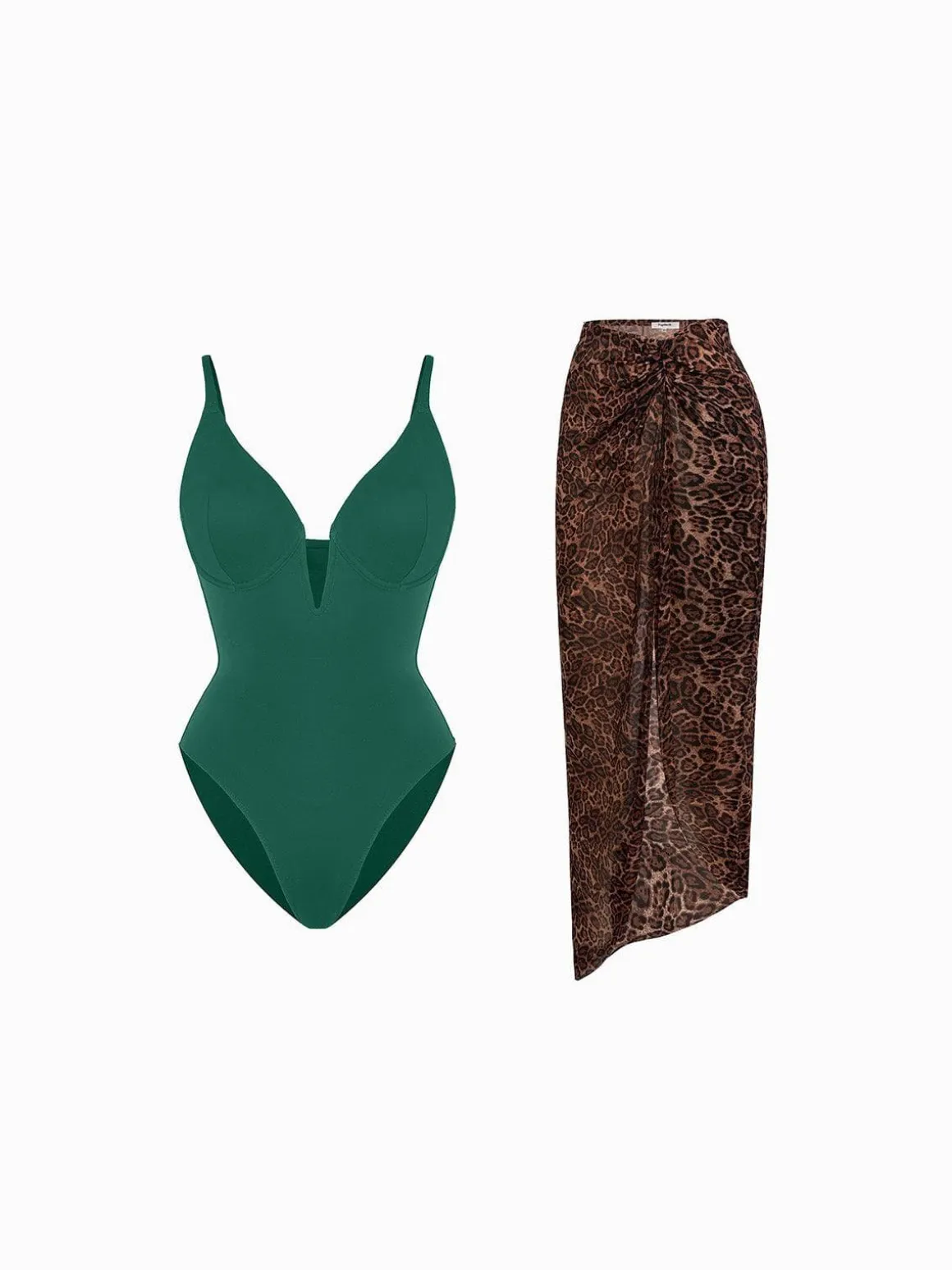 Shapewear Slimming One-Piece Swimsuit Mesh Coverup Set