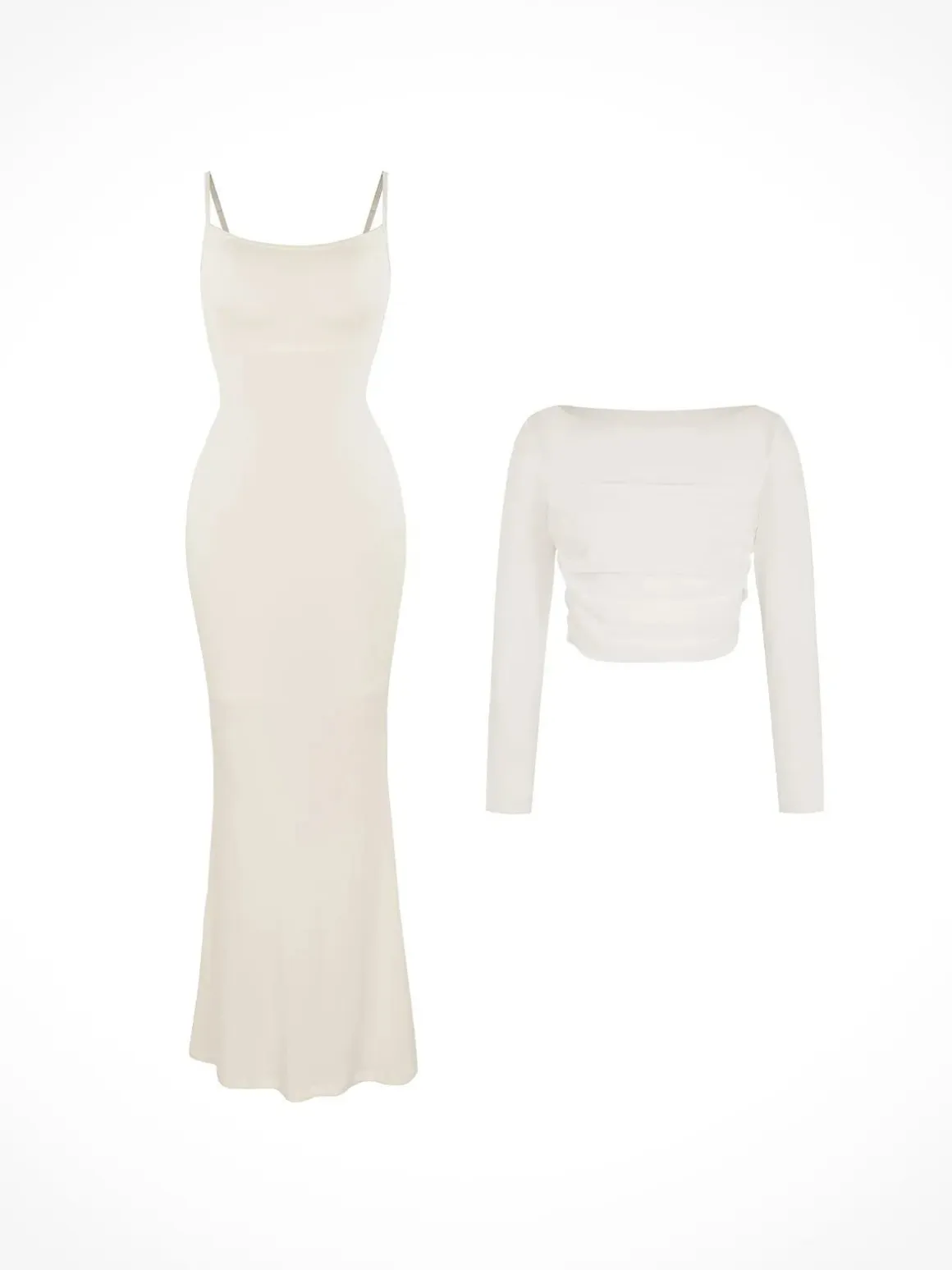 Shapewear Slip Dress Mesh Top Set