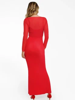 Shapewear Slip Dress Mesh Top Set