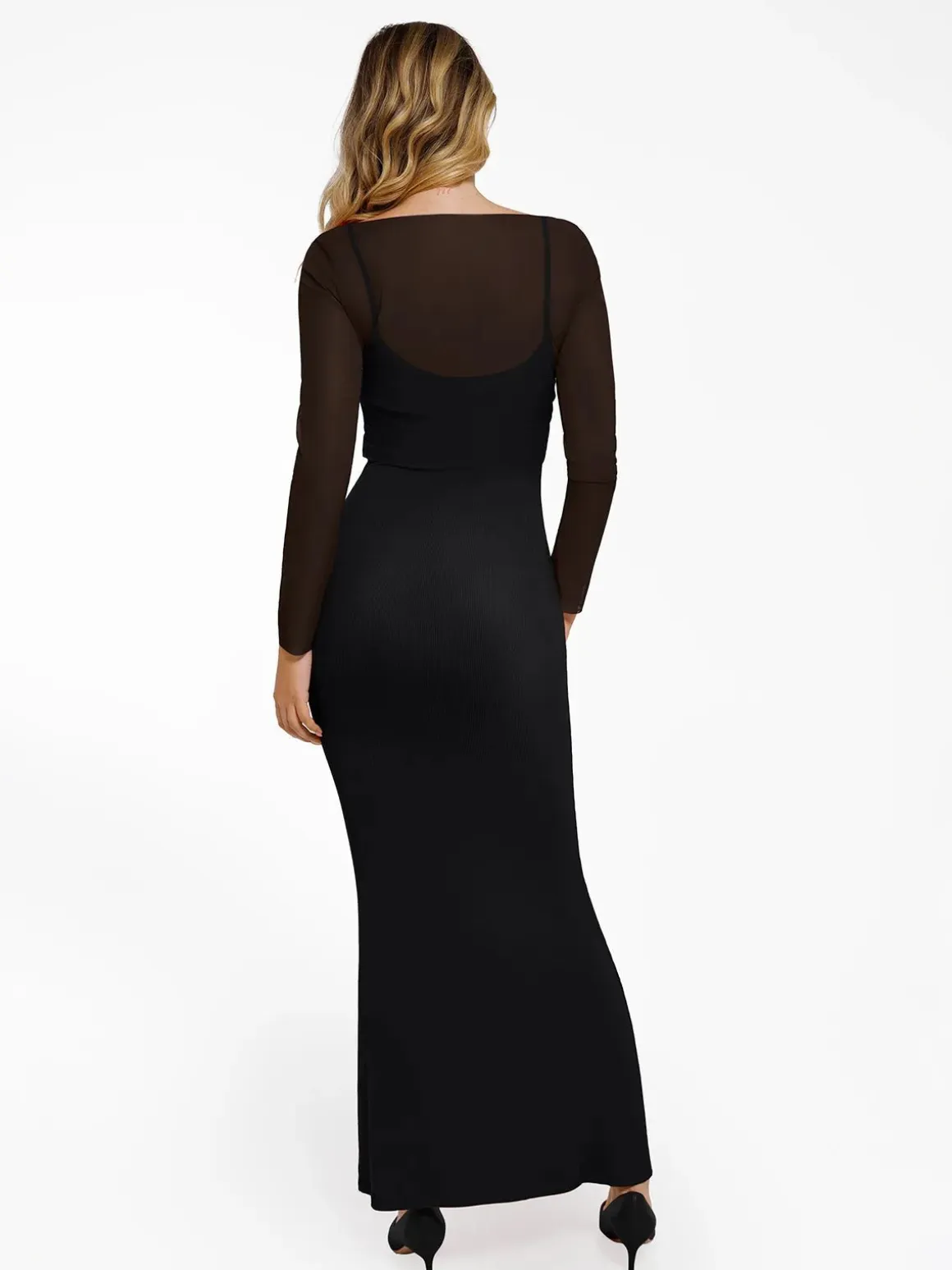 Shapewear Slip Dress Mesh Top Set