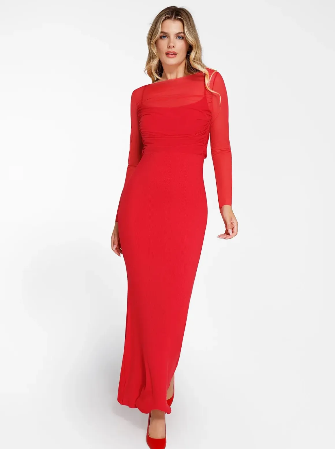 Shapewear Slip Dress Mesh Top Set