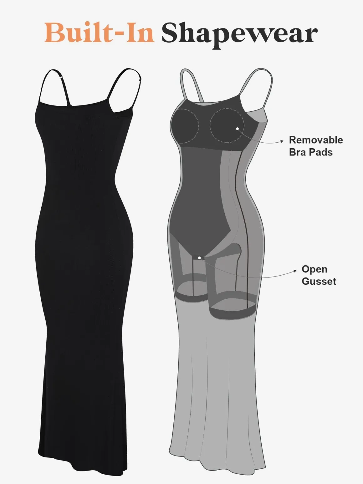 Shapewear Slip Dress Mesh Top Set
