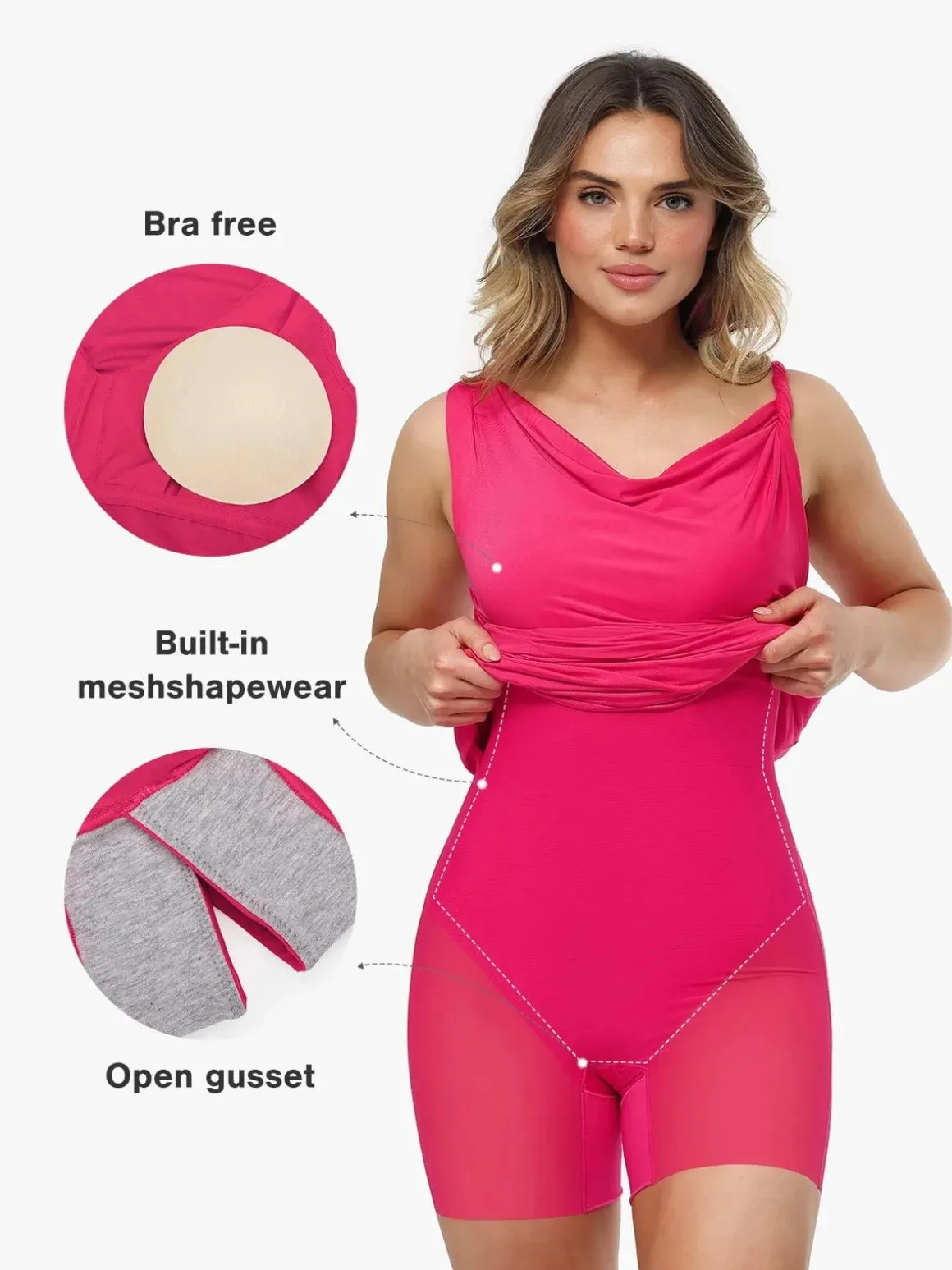 Shapewear Solid Cowl Neck Ruched Sculpting Maxi Dress