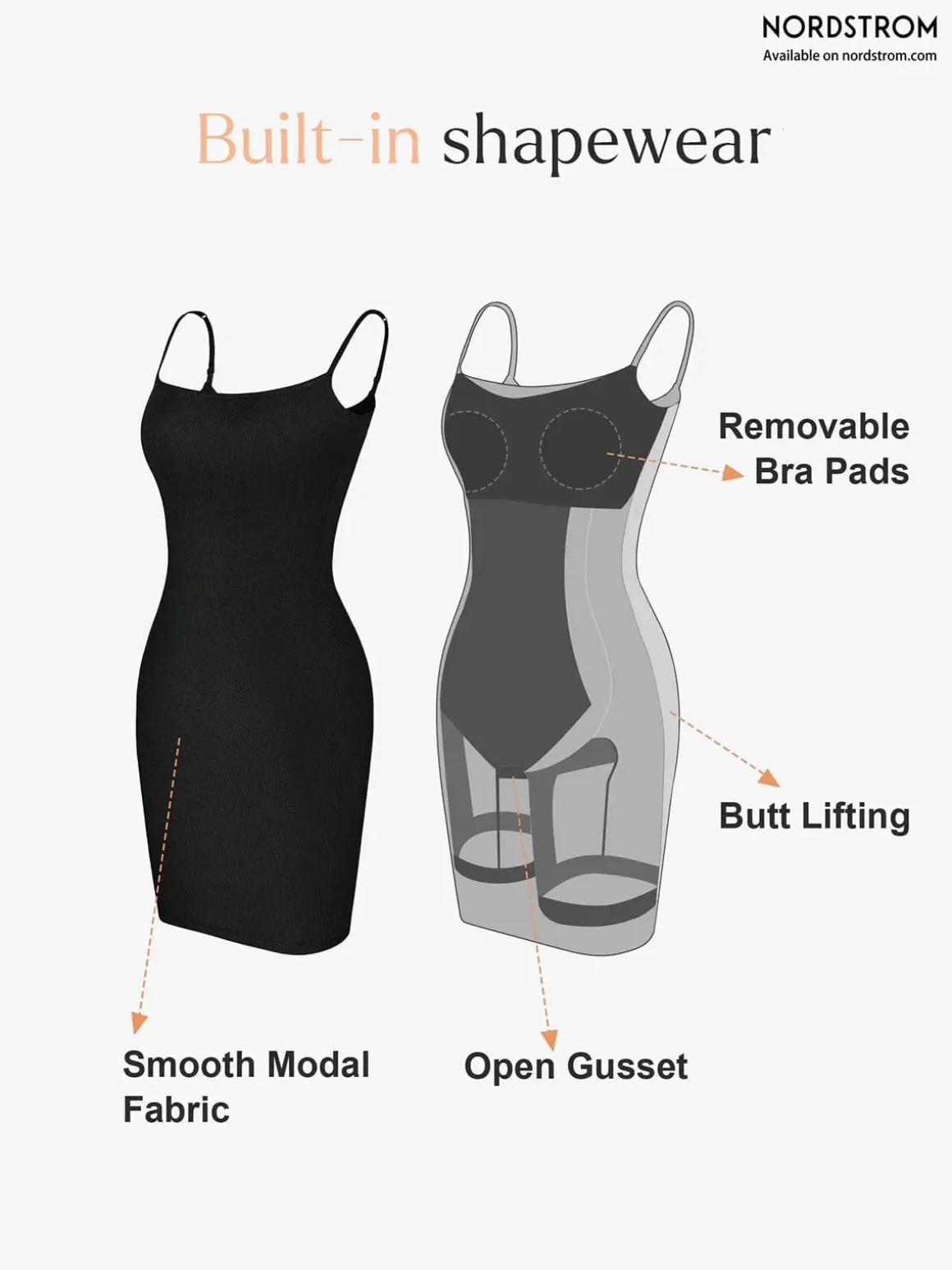 Shapewear Solid Modal Butt Lift Mini Slip Dress