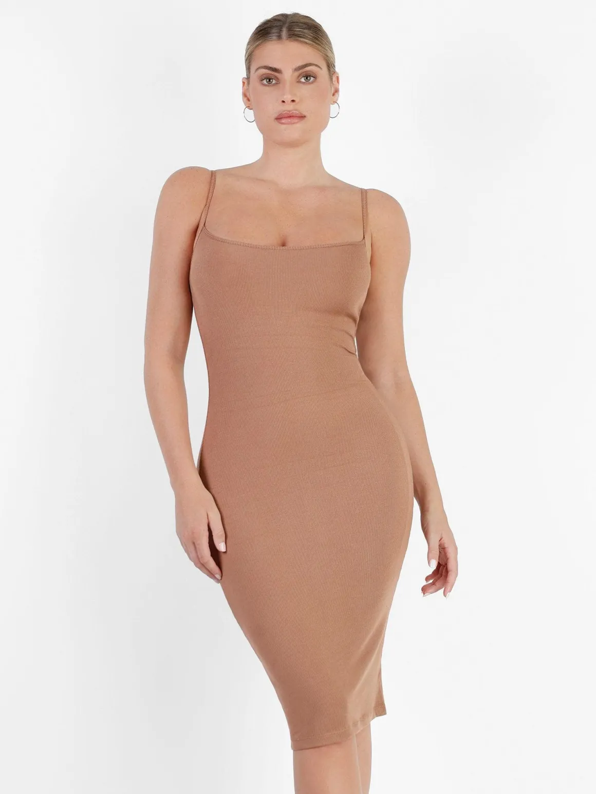 Shapewear Solid Modal Slimming Midi Slip Dress