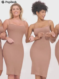 Shapewear Solid Modal Slimming Midi Slip Dress