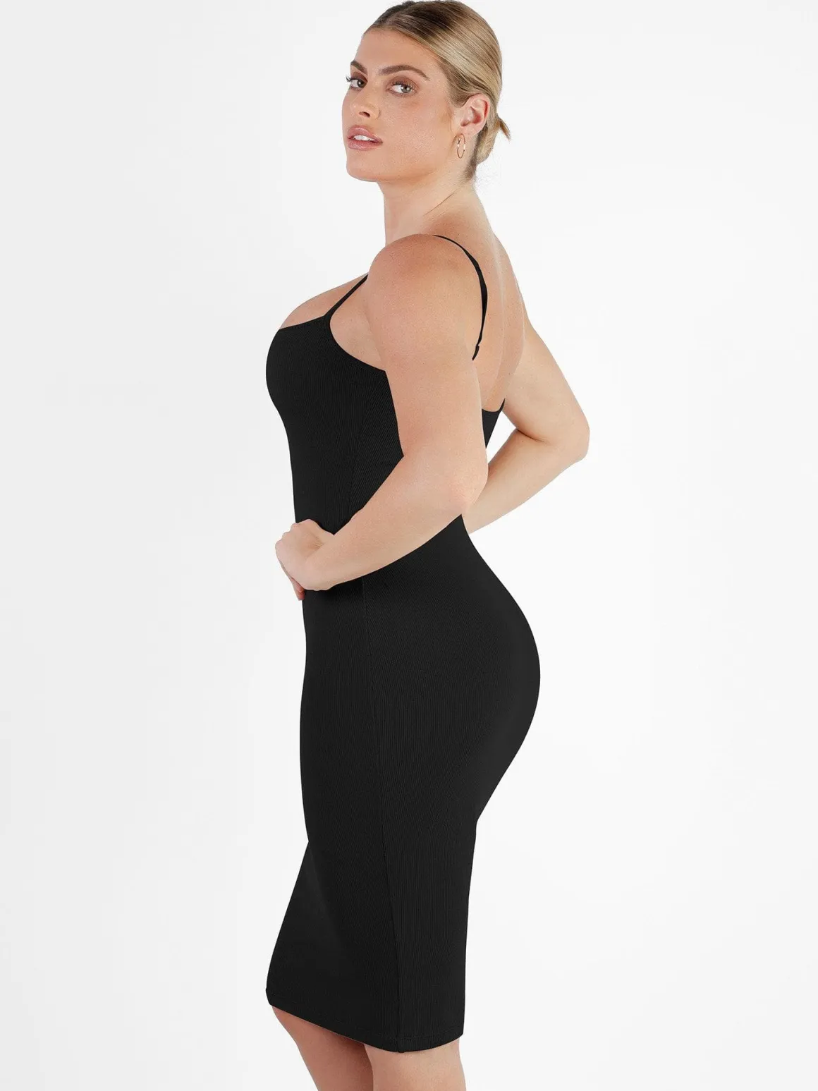 Shapewear Solid Modal Slimming Midi Slip Dress