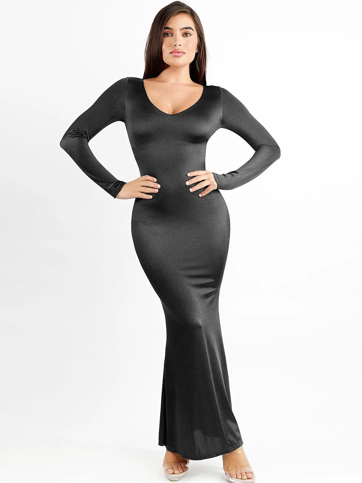 Shapewear Solid Shine Slimming Maxi Dresses or Bodysuit
