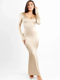 Shapewear Solid Shine Slimming Maxi Dresses or Bodysuit