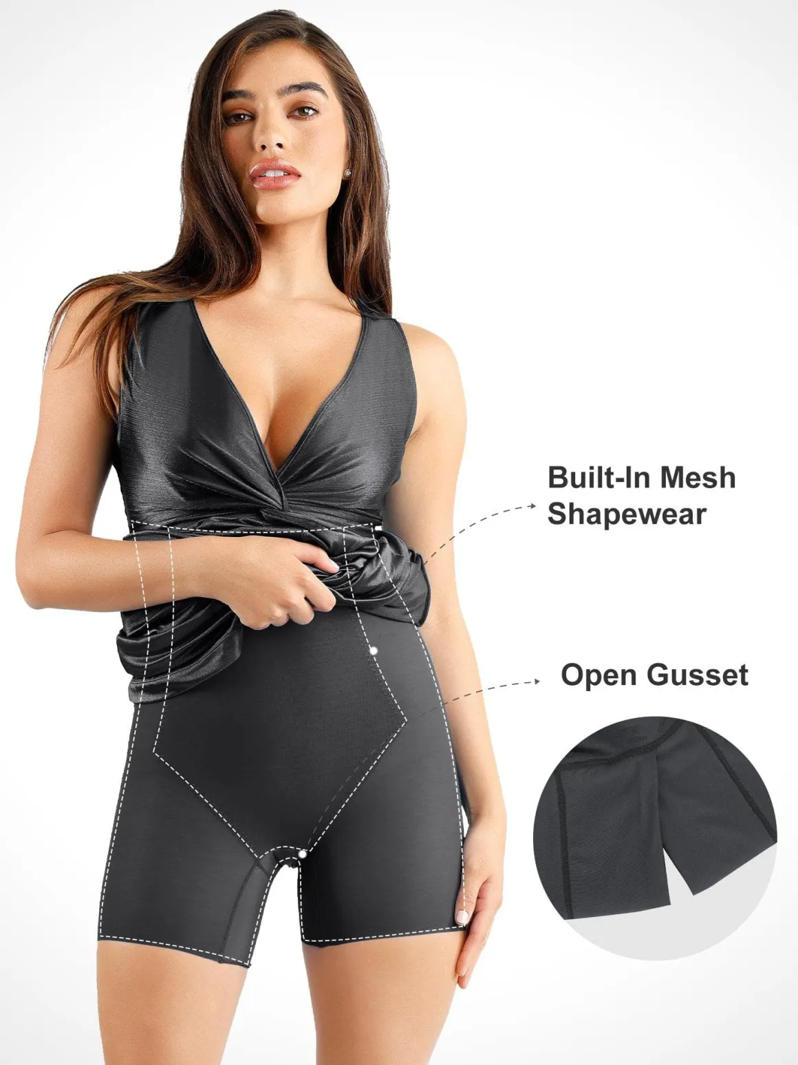 Shapewear Solid Shine Slimming Maxi Dresses or Bodysuit