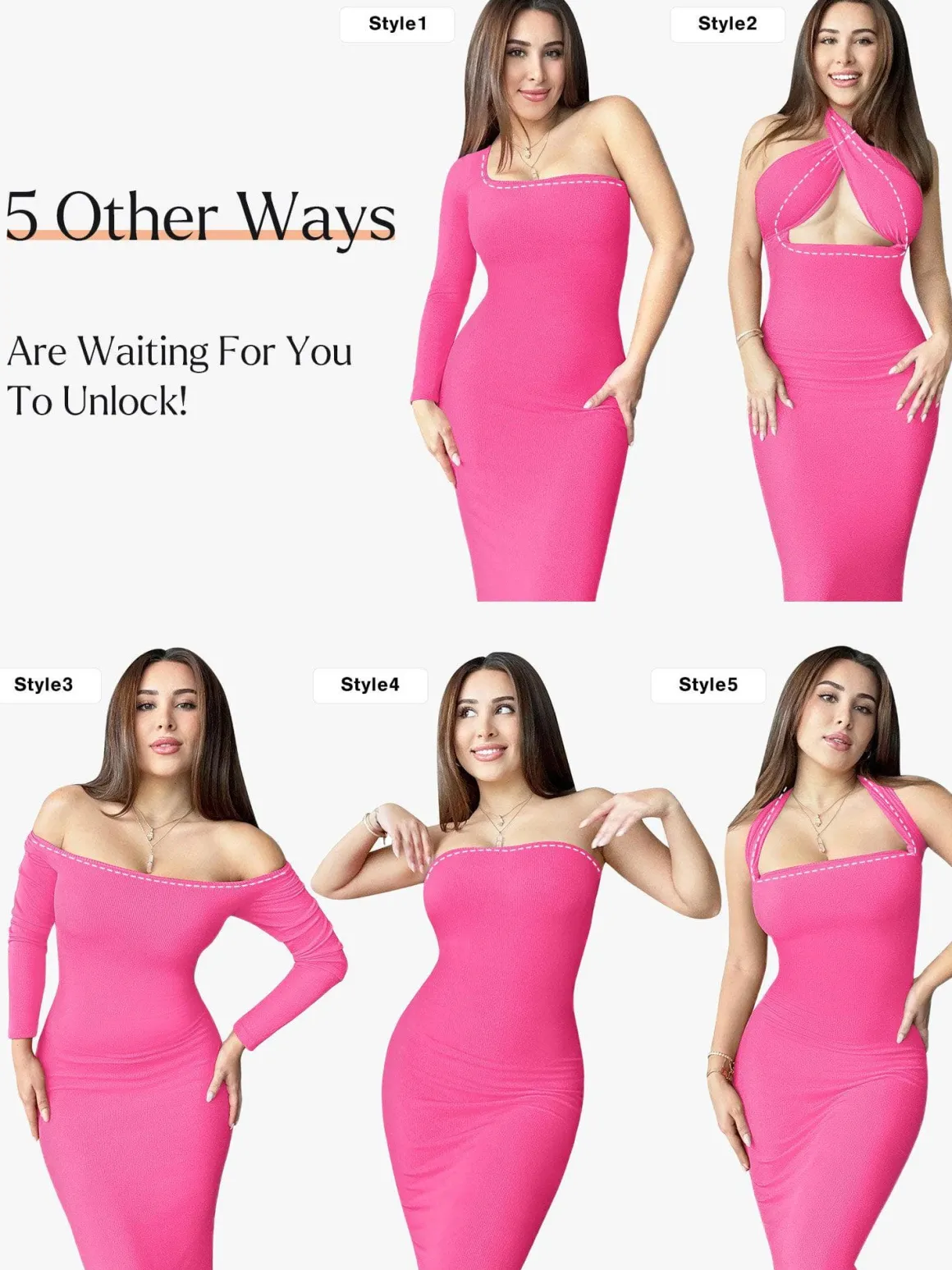 Shapewear Square Neck Long Sleeve Slimming Modal Maxi Dress