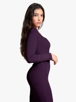 Shapewear Square Neck Long Sleeve Slimming Modal Maxi Dress