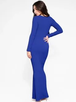 Shapewear Square Neck Long Sleeve Slimming Modal Maxi Dress