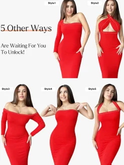 Shapewear Square Neck Long Sleeve Slimming Modal Maxi Dress