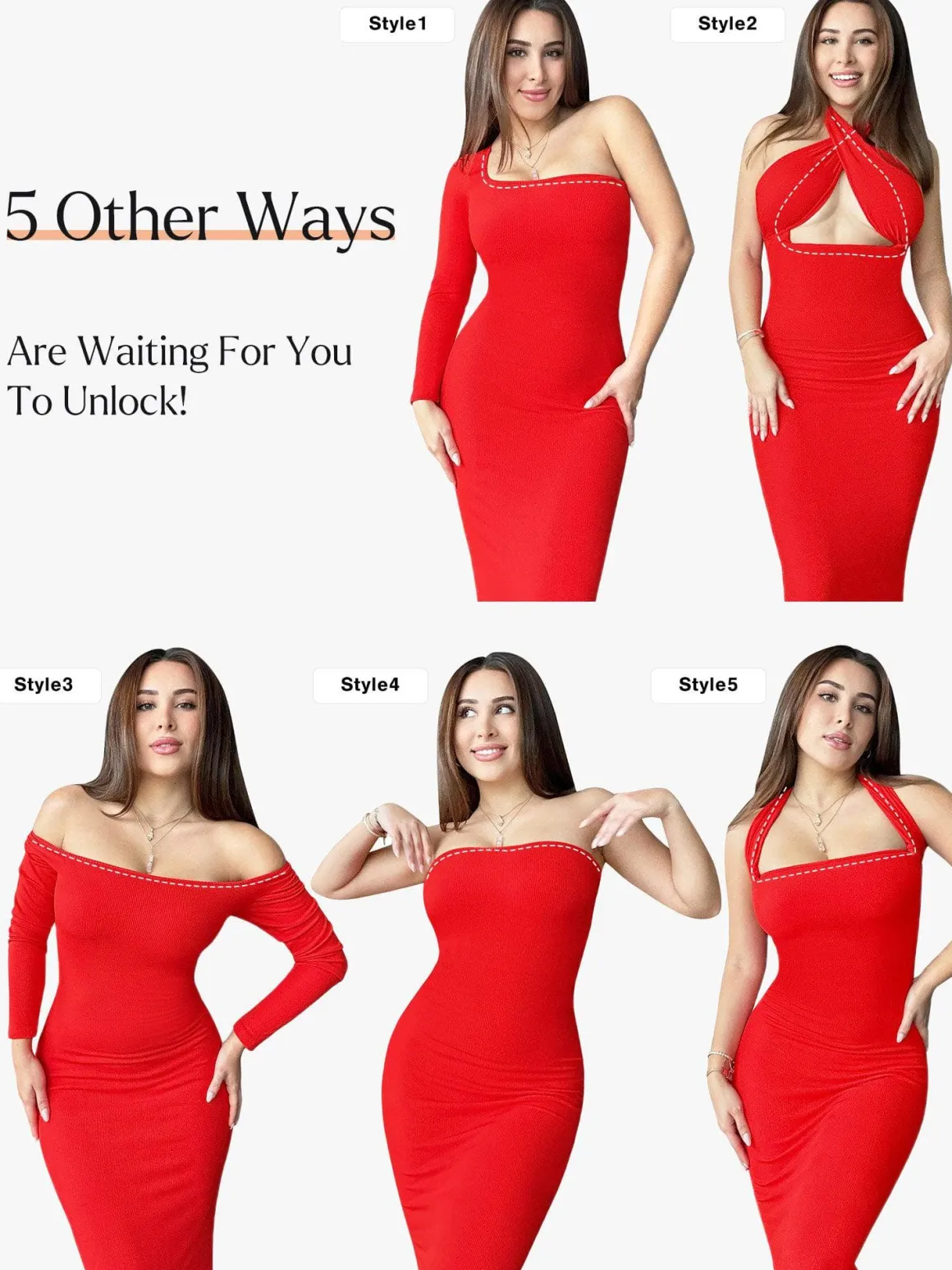 Shapewear Square Neck Long Sleeve Slimming Modal Maxi Dress