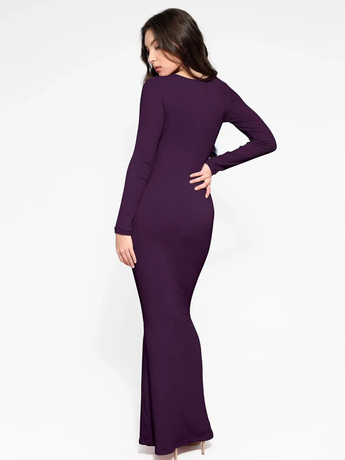Shapewear Square Neck Long Sleeve Slimming Modal Maxi Dress