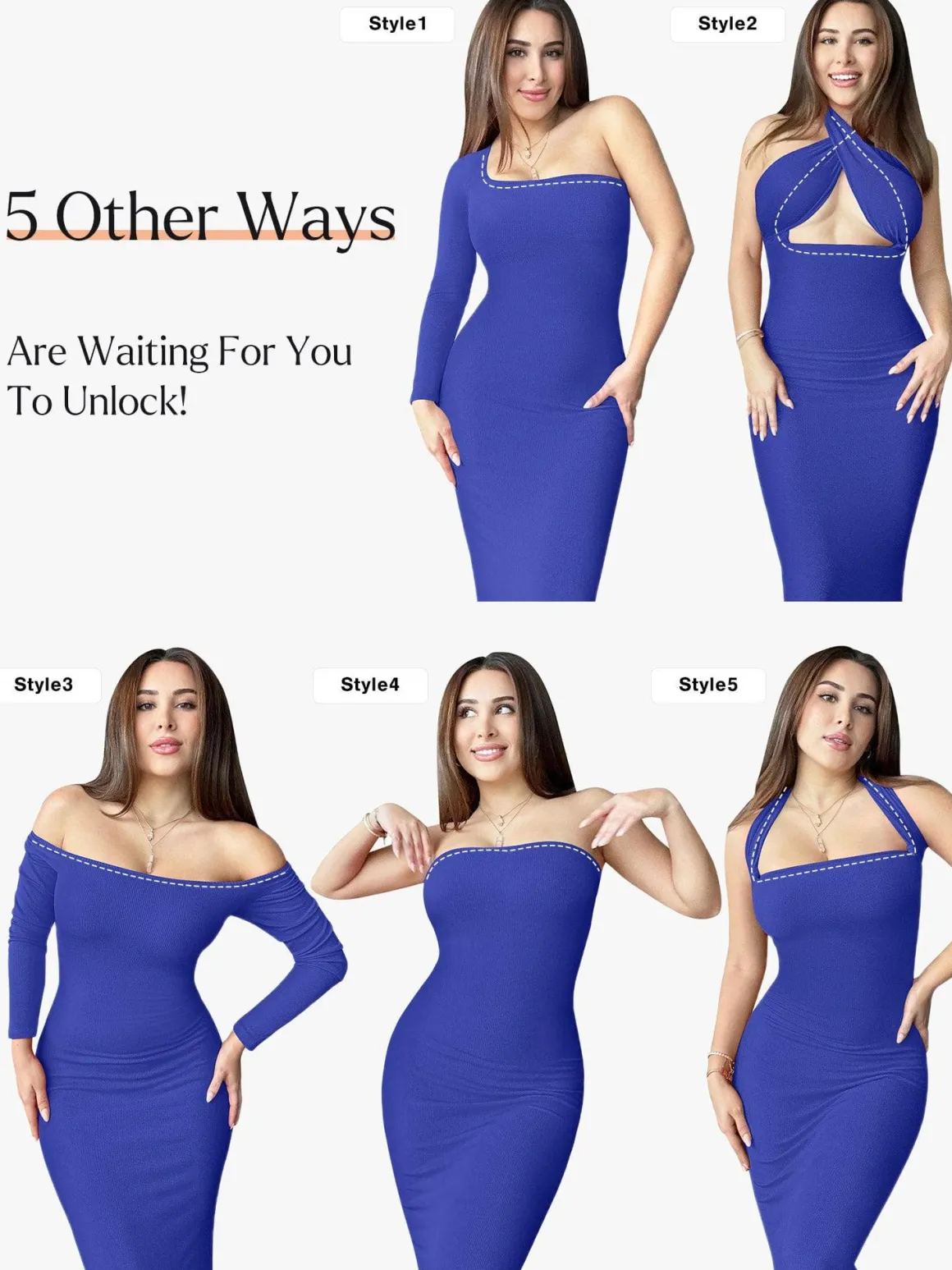 Shapewear Square Neck Long Sleeve Slimming Modal Maxi Dress