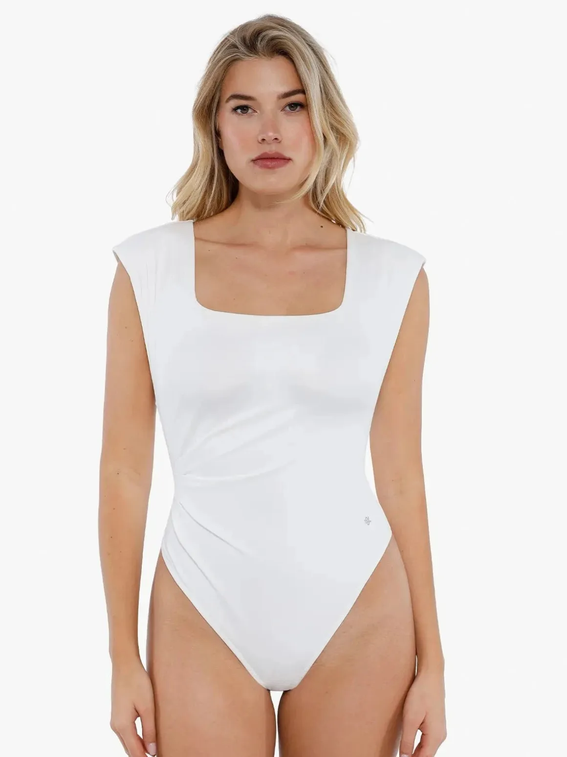 Shapewear Square Neck Padded Shoulder Slimming Bodysuit