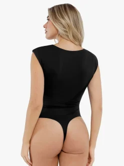 Shapewear Square Neck Padded Shoulder Slimming Bodysuit
