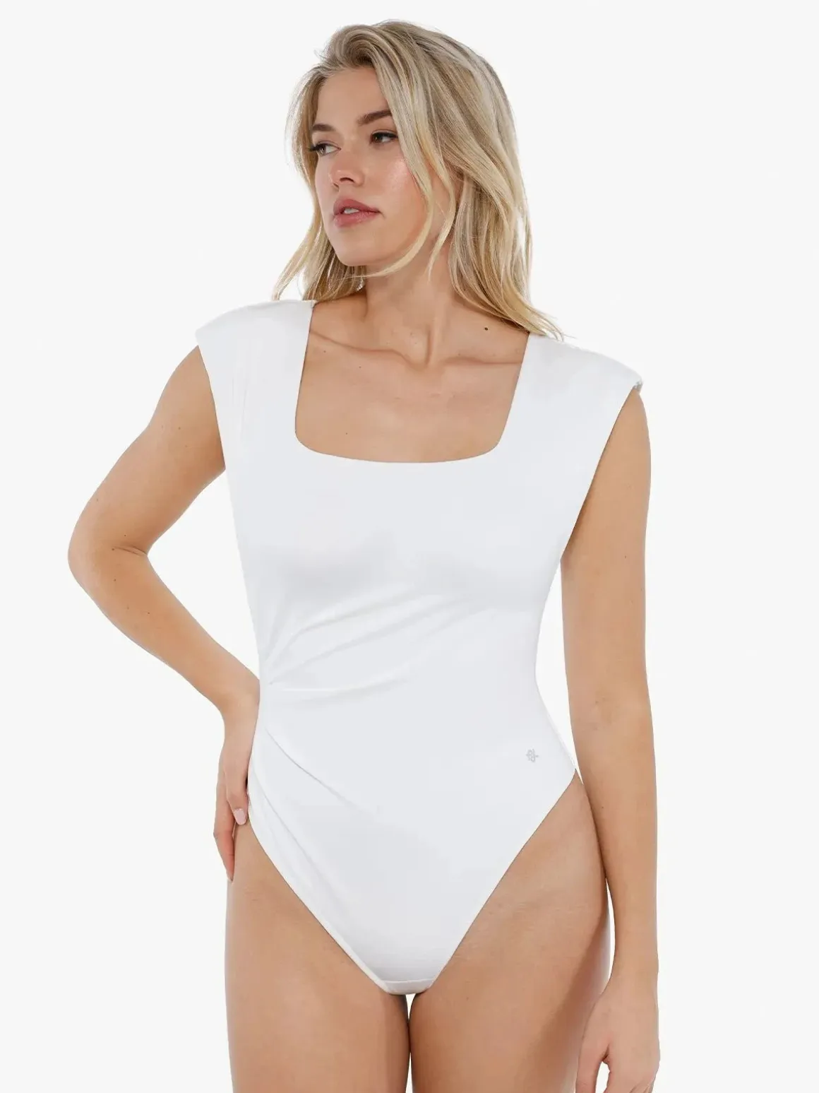 Shapewear Square Neck Padded Shoulder Slimming Bodysuit