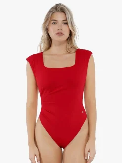 Shapewear Square Neck Padded Shoulder Slimming Bodysuit