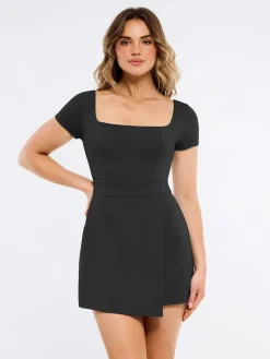 Shapewear Square Neck Sculpting A-Line Mini Dress