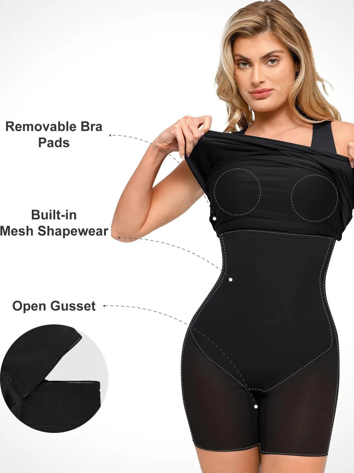 Shapewear Square Neck Sleeveless Ruched Bodycon Mini Dress