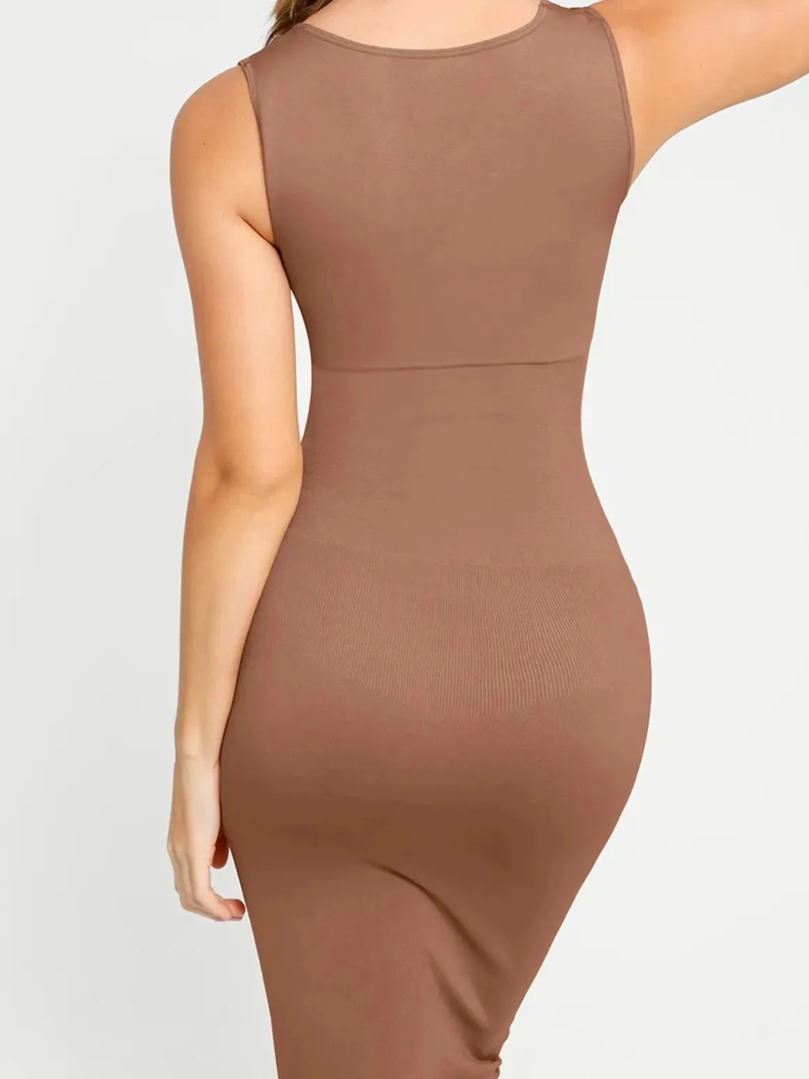 Shapewear Square Neck Sleeveless Slimming Midi Dress