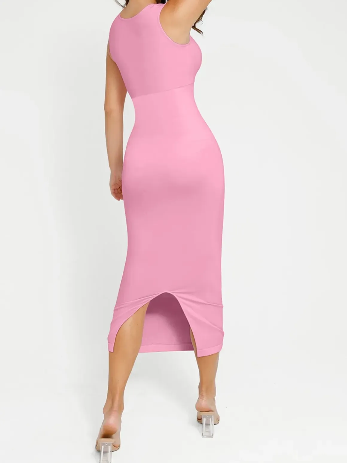 Shapewear Square Neck Sleeveless Slimming Midi Dress