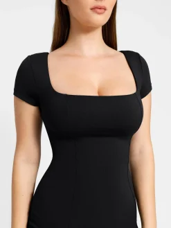 Shapewear Square Neck Slimming Midi Work Dress