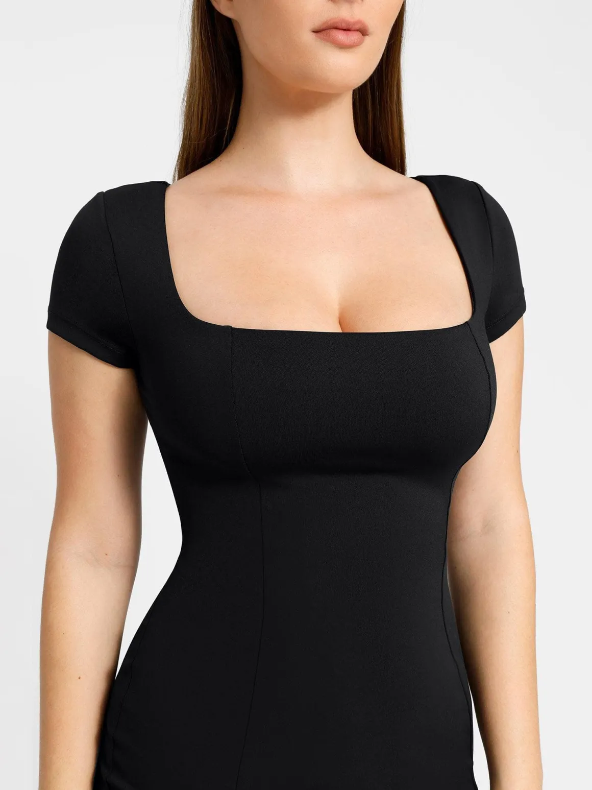 Shapewear Square Neck Slimming Midi Work Dress