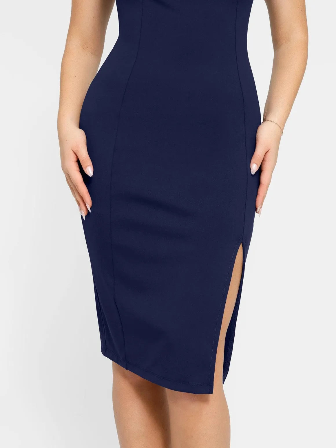 Shapewear Square Neck Slimming Midi Work Dress