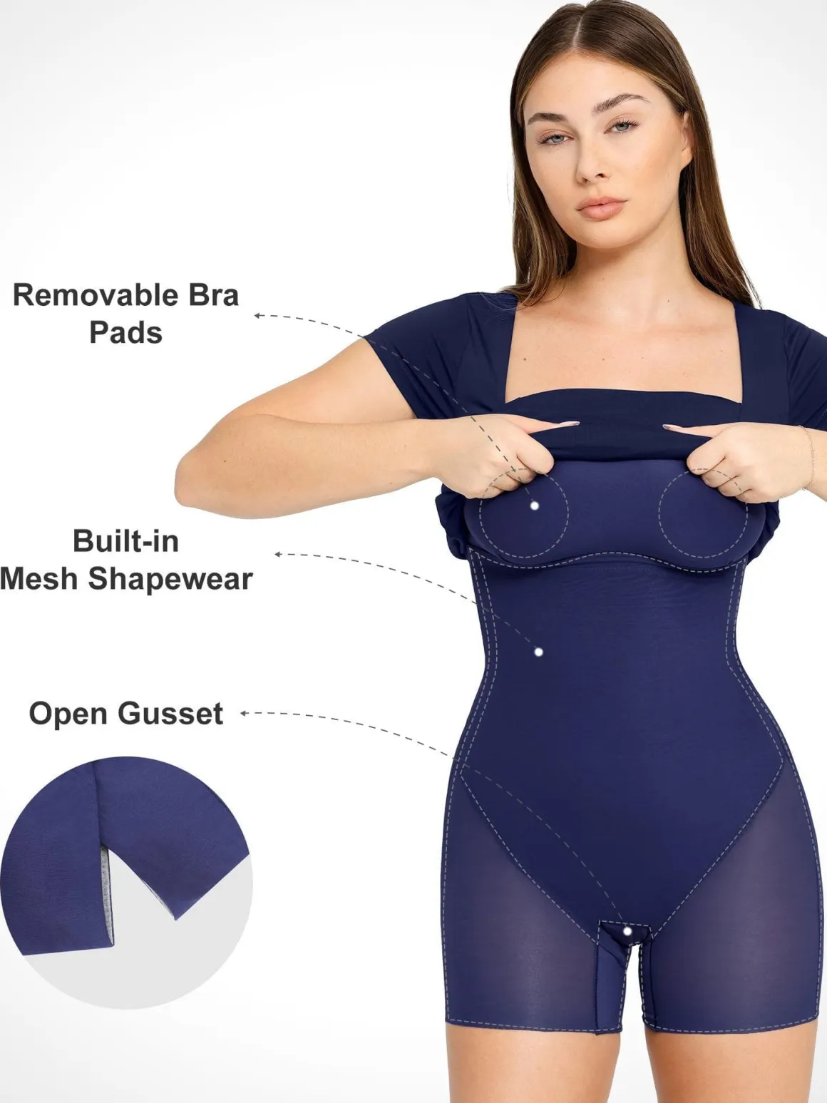 Shapewear Square Neck Slimming Midi Work Dress