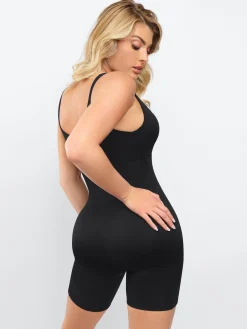 Shapewear Square Neck Slimming Mid-Thigh Workout Romper