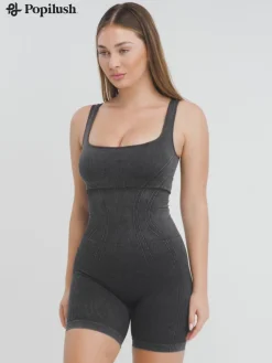 Shapewear Square Neck Tank Romper
