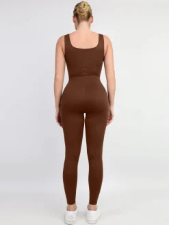 Shapewear Square Neck Thigh Slimming Workout Jumpsuit