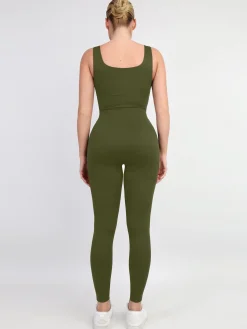Shapewear Square Neck Thigh Slimming Workout Jumpsuit