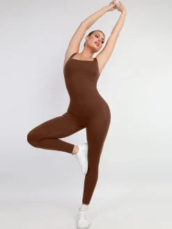 Shapewear Square Neck Thigh Slimming Workout Jumpsuit