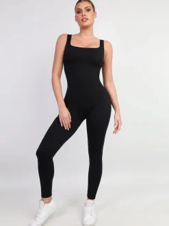 Shapewear Square Neck Thigh Slimming Workout Jumpsuit