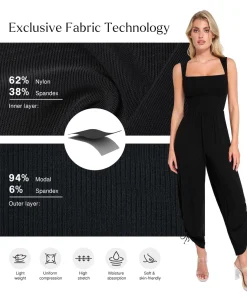 Shapewear Square Neck Tummy Control Wide Leg Jumpsuit